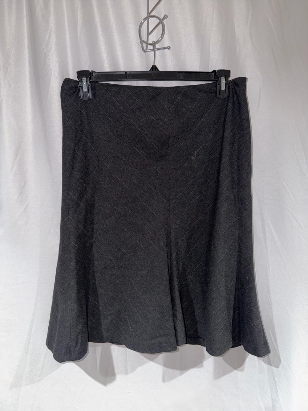 Anne Klein Suit Skirt Charcoal Pinstripe Orange Lining Flare Girlie Grunge 12